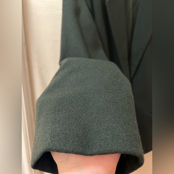 Sag Harbor Elegant Dark Green Oversized Wool Blazer Shoulder Pads Size 14 - Picture 4 of 8